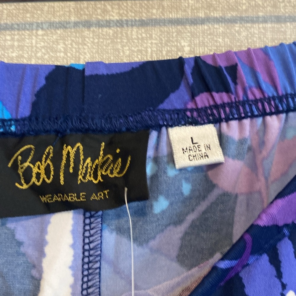 NWT Bob Mackie Wearable Art Blue & Purple Printed Wide-Leg Women’s Gaucho Pants - Picture 4 of 8